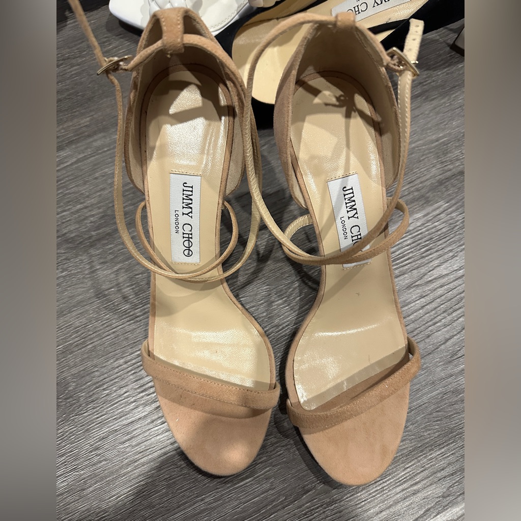 Jimmy Choo Nude Suede Sandals Sz 40